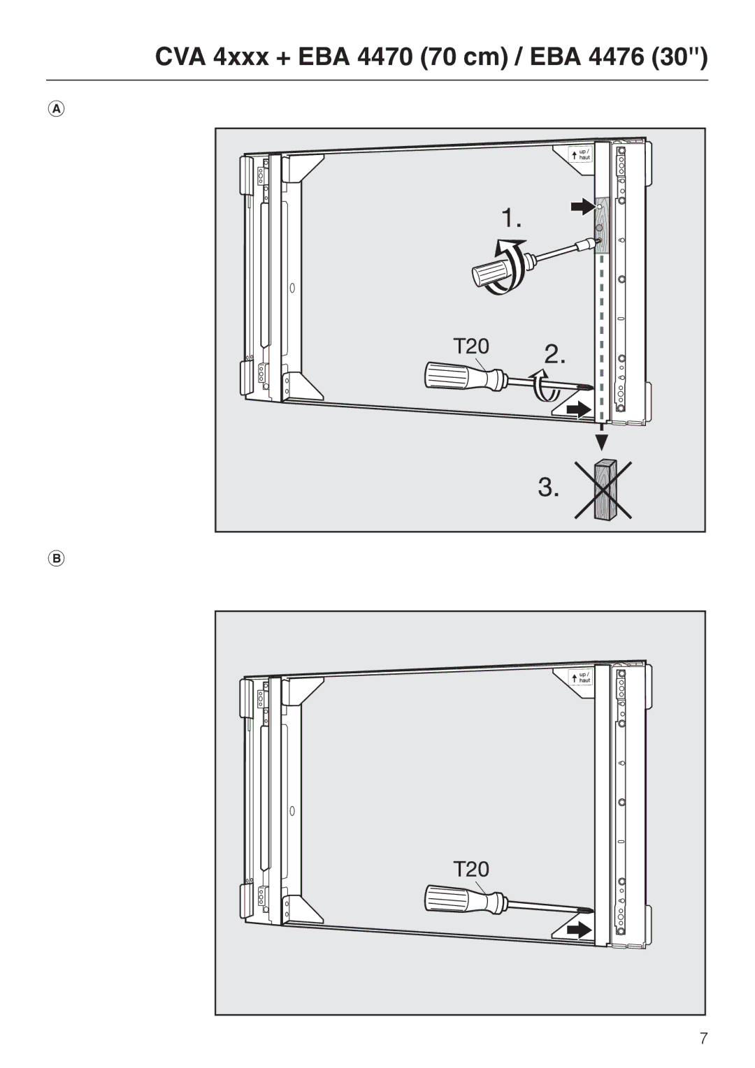 Miele installation instructions CVA 4xxx + EBA 4470 70 cm / EBA 4476 