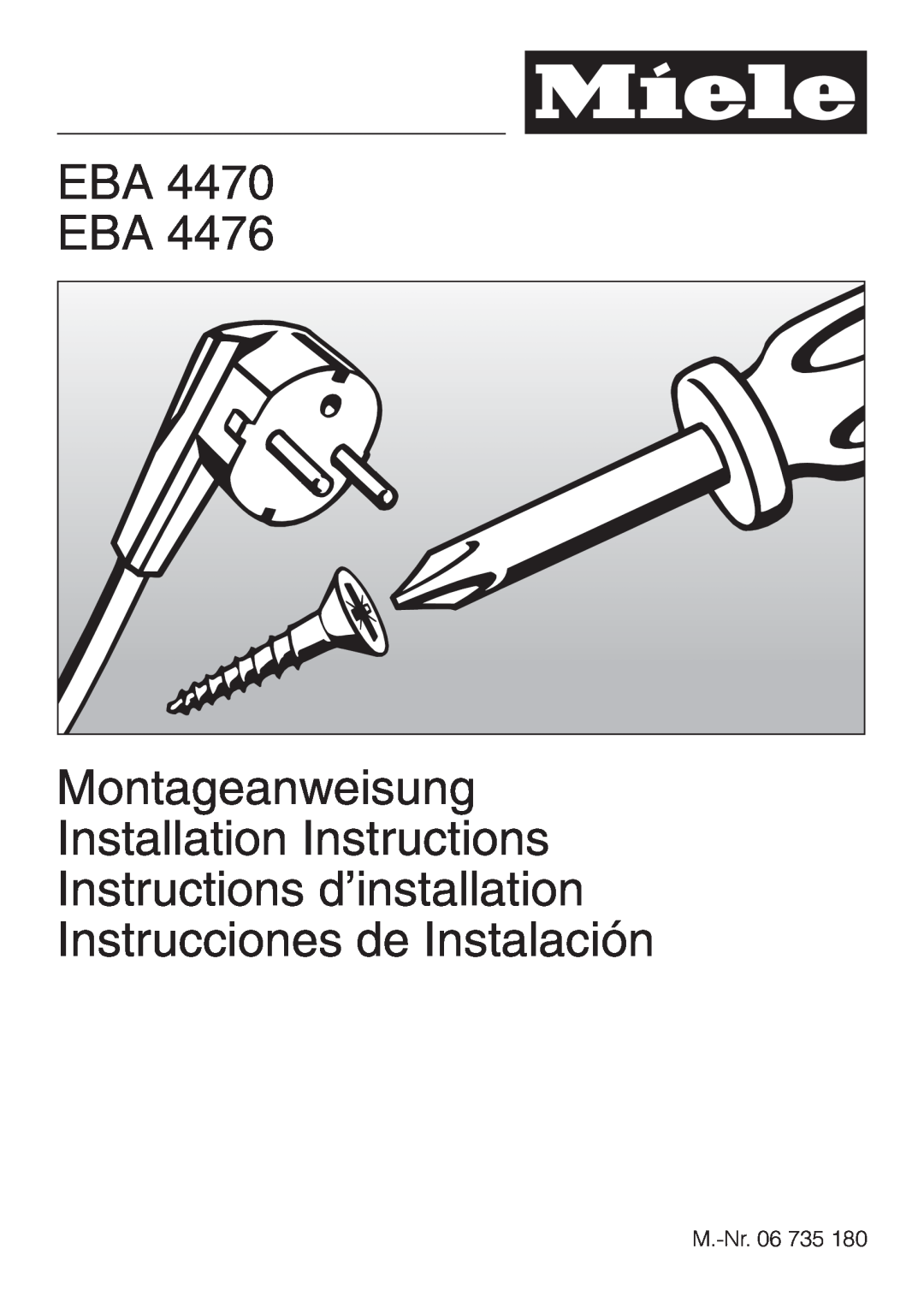 Miele EBA 4470, EBA 4476 installation instructions Eba Eba, M.-Nr.06 