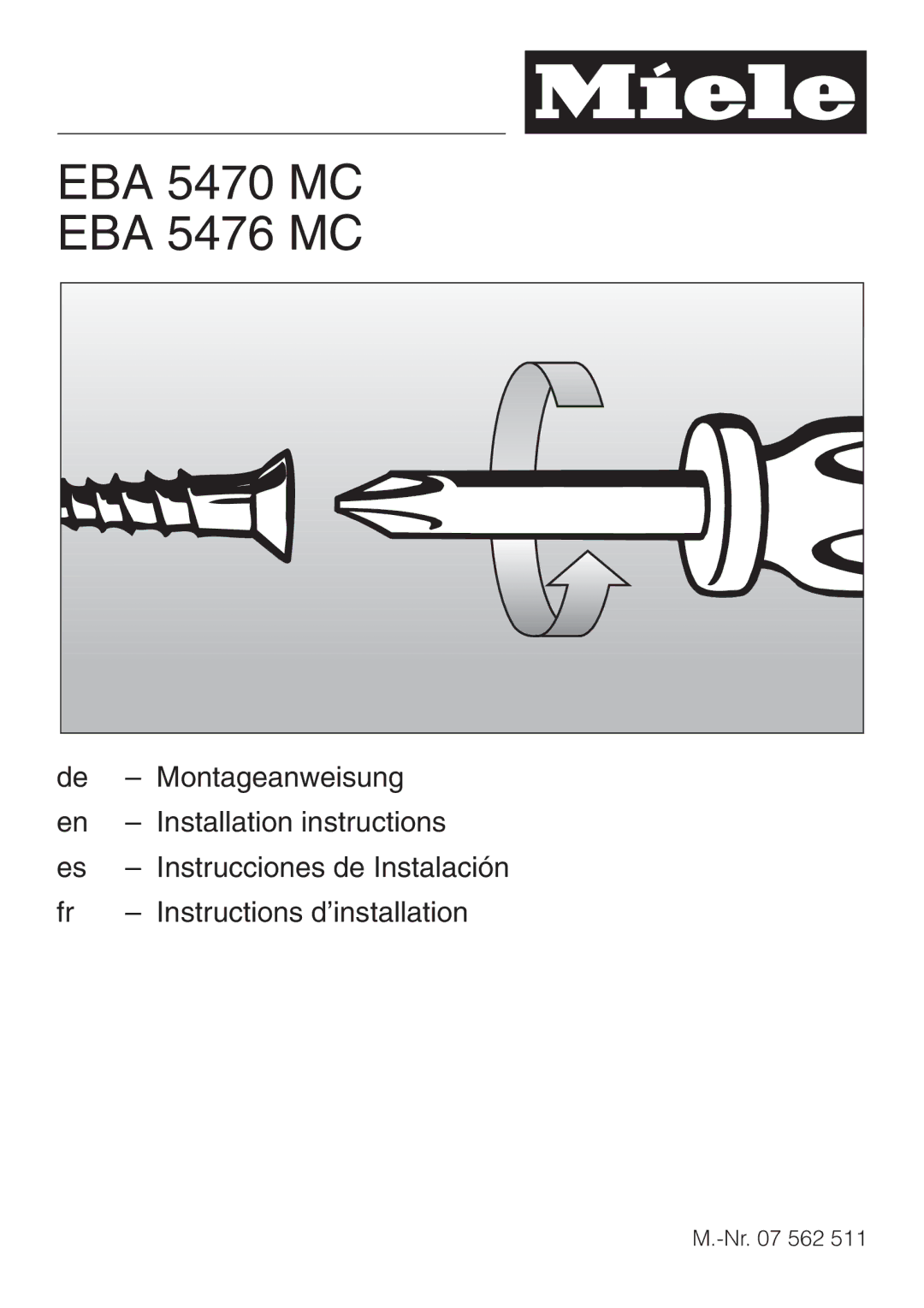 Miele installation instructions EBA 5470 MC EBA 5476 MC 