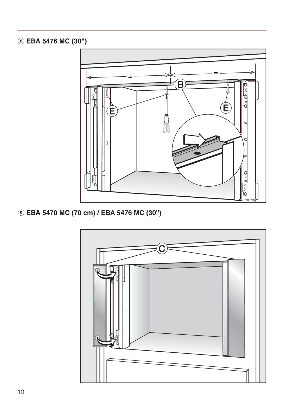 Miele EBA 5476 MC, EBA 5470 MC installation instructions 