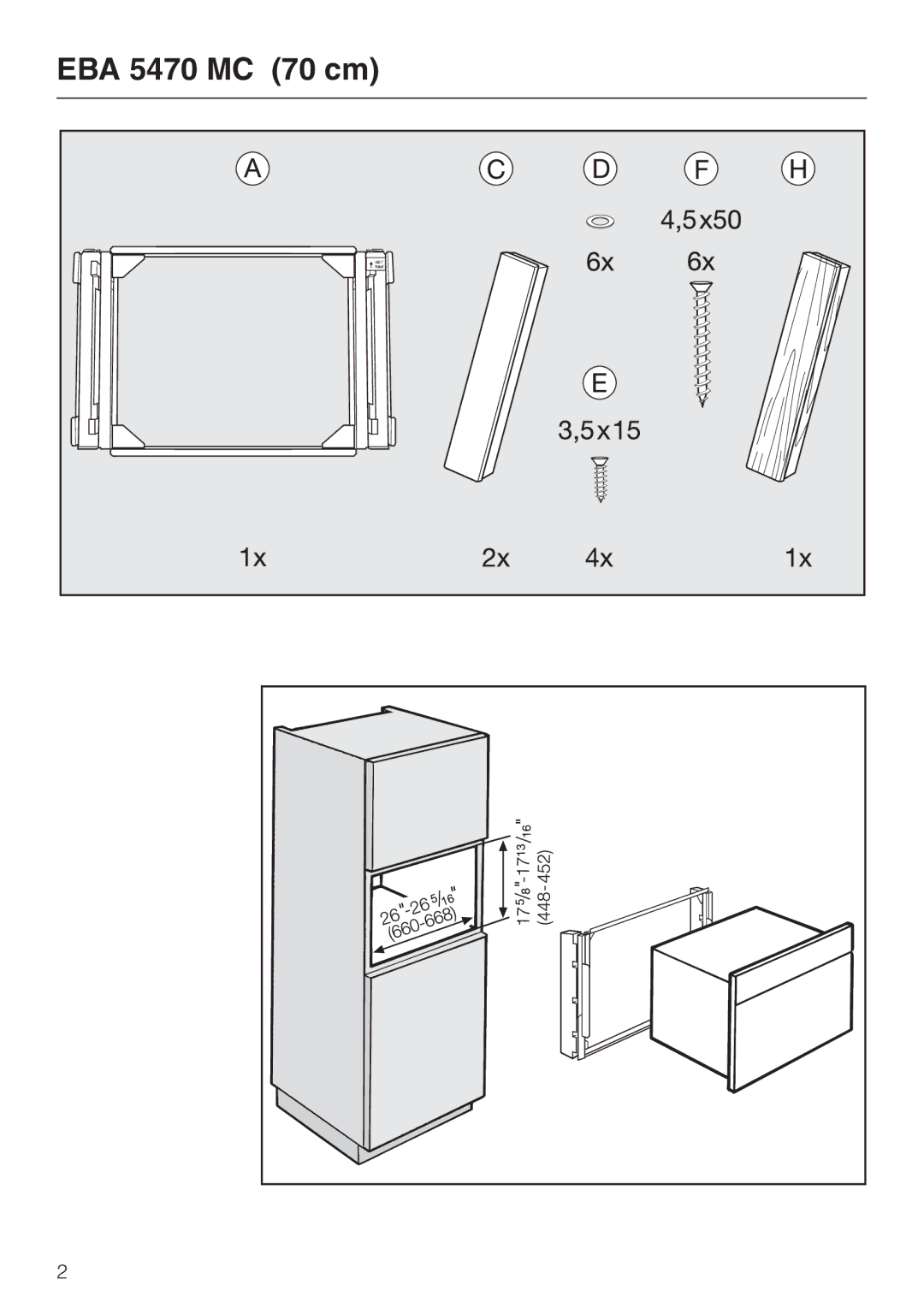 Miele EBA 5476 MC installation instructions EBA 5470 MC 70 cm 