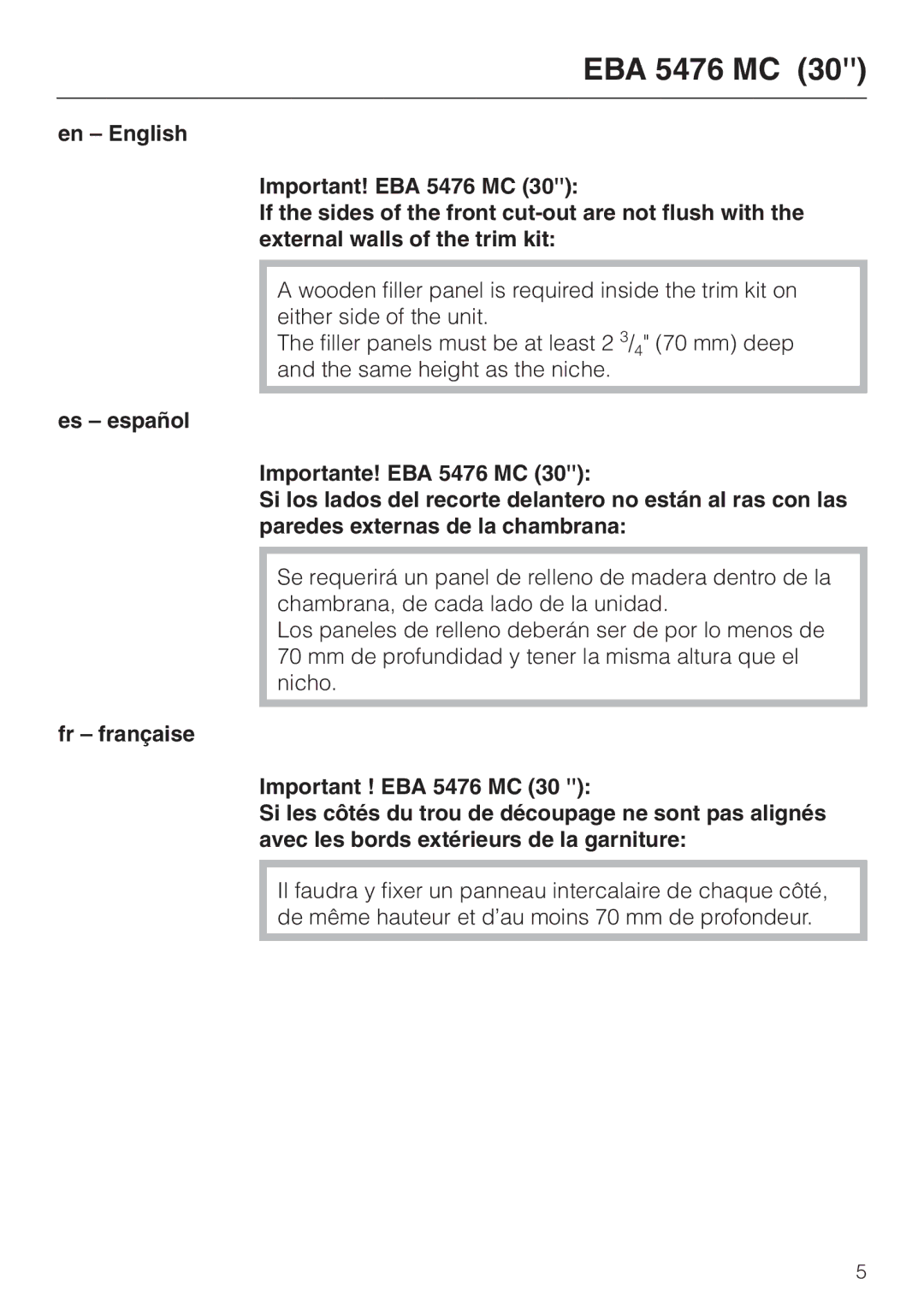 Miele EBA 5470 MC installation instructions EBA 5476 MC 