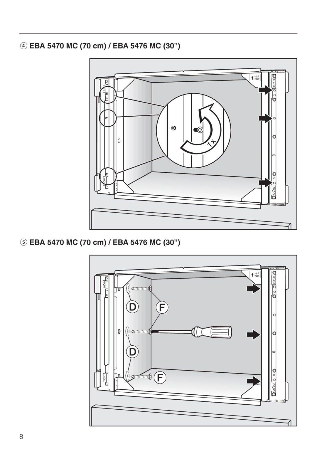 Miele installation instructions EBA 5470 MC 70 cm / EBA 5476 MC 