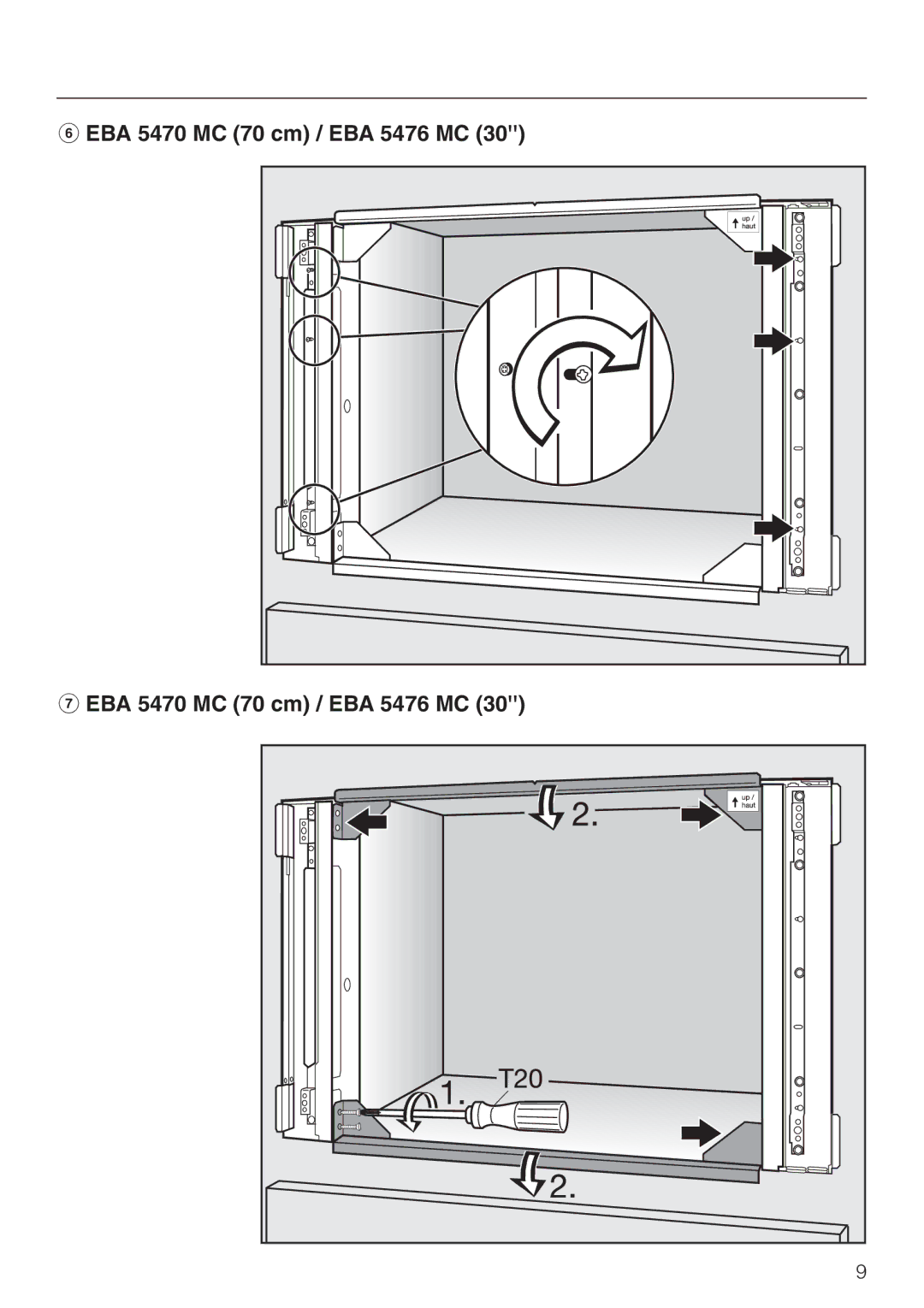 Miele installation instructions EBA 5470 MC 70 cm / EBA 5476 MC 