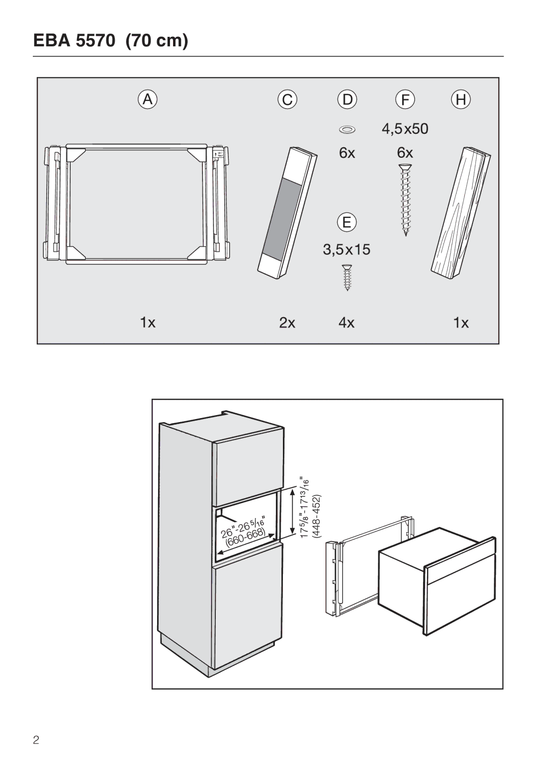 Miele EBA 5576 installation instructions EBA 5570 70 cm 