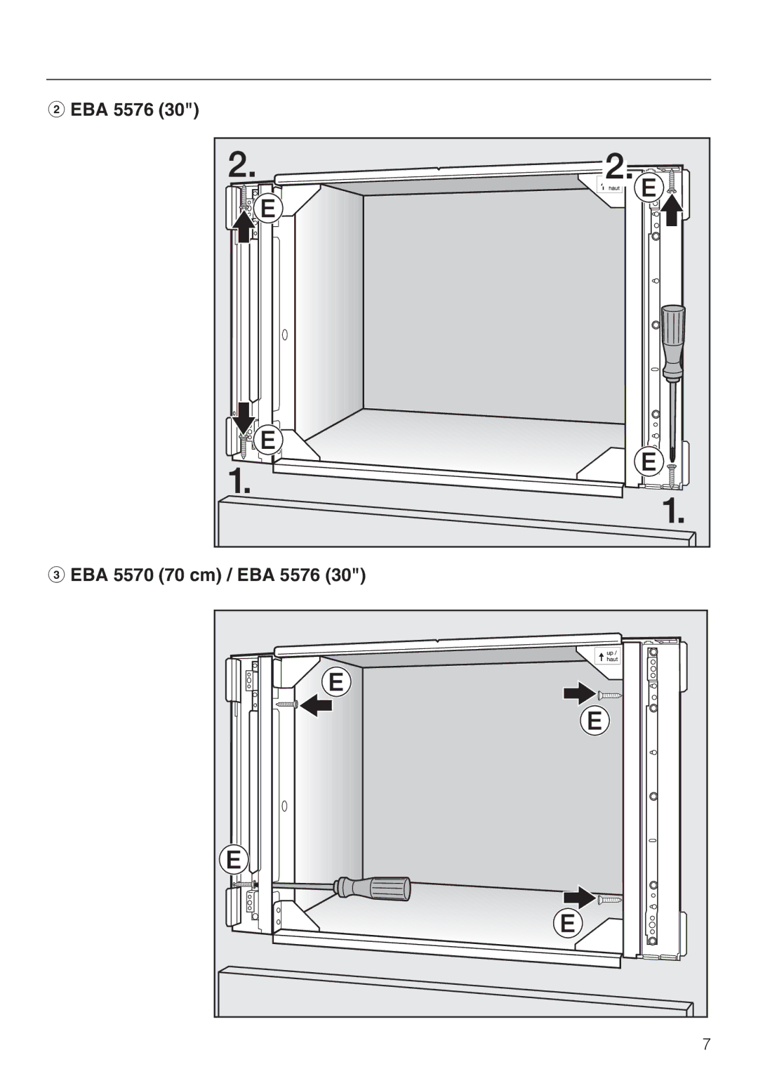 Miele EBA 5570 installation instructions EBA 70 cm / EBA 5576 