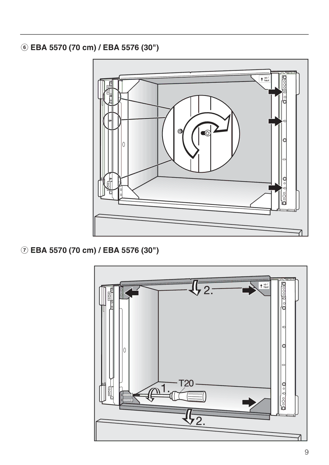 Miele installation instructions EBA 5570 70 cm / EBA 5576 