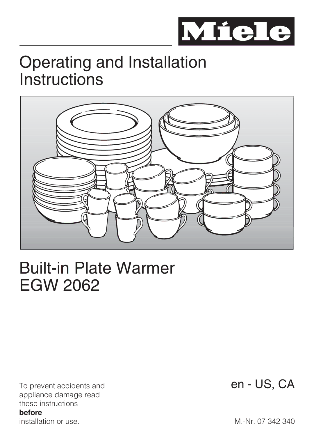 Miele EGW2062 installation instructions En US, CA 