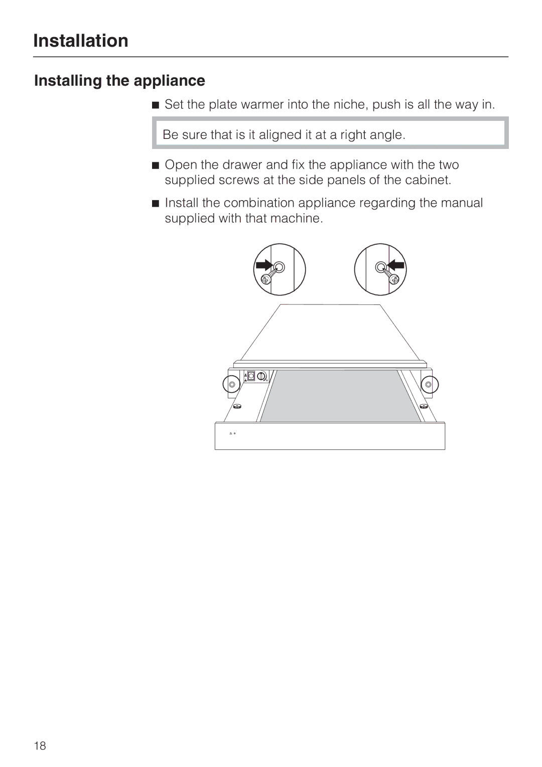 Miele EGW2062 installation instructions Installing the appliance 