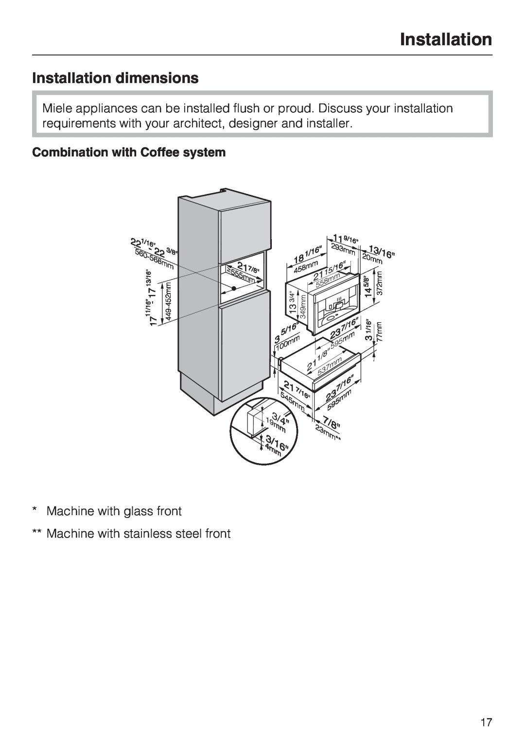 Miele EGW2062 installation instructions Installation dimensions 