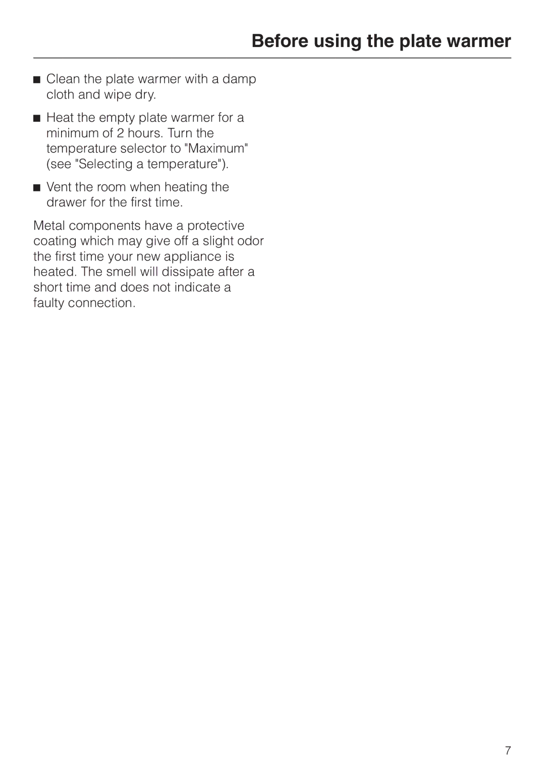 Miele EGW4060-14 operating instructions Before using the plate warmer 