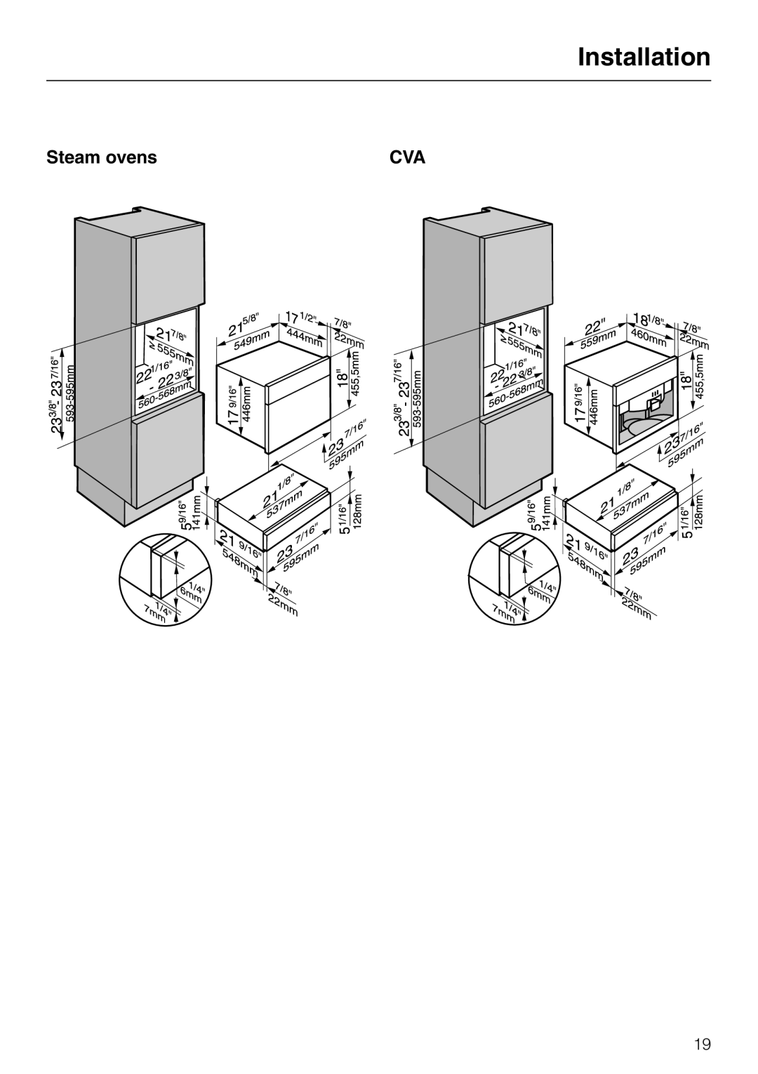 Miele EGW4060-14 operating instructions Installation, Steam ovens 