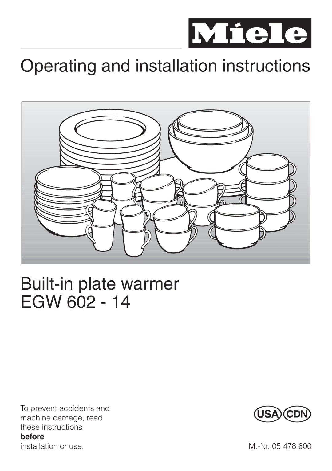 Miele EGW602-14 installation instructions 