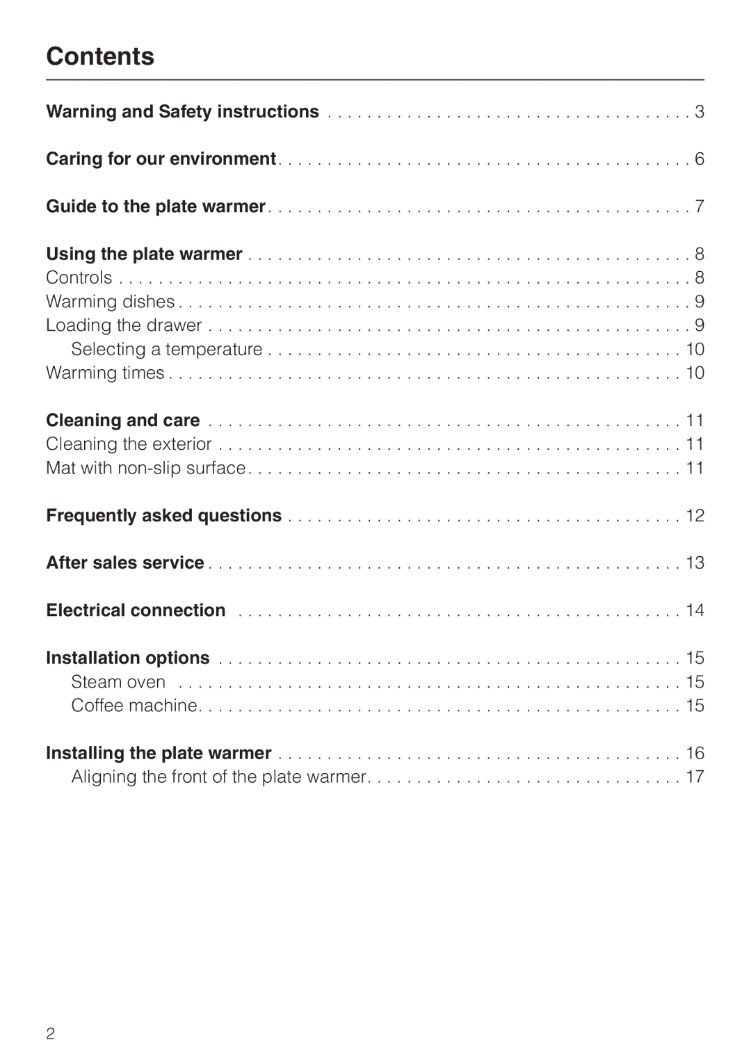 Miele EGW602-14 installation instructions Contents 