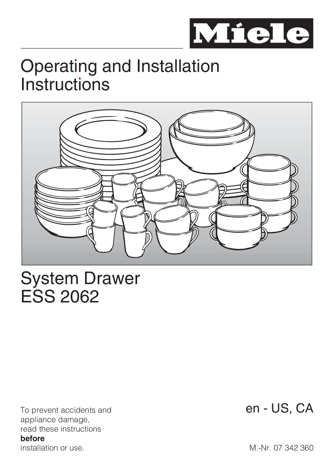 Miele ESS 2062 installation instructions Operating and Installation Instructions System Drawer ESS 