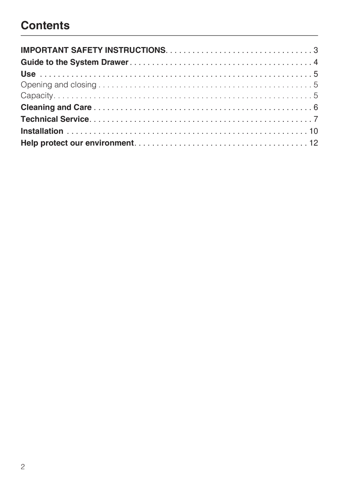 Miele ESS 2062 installation instructions Contents 