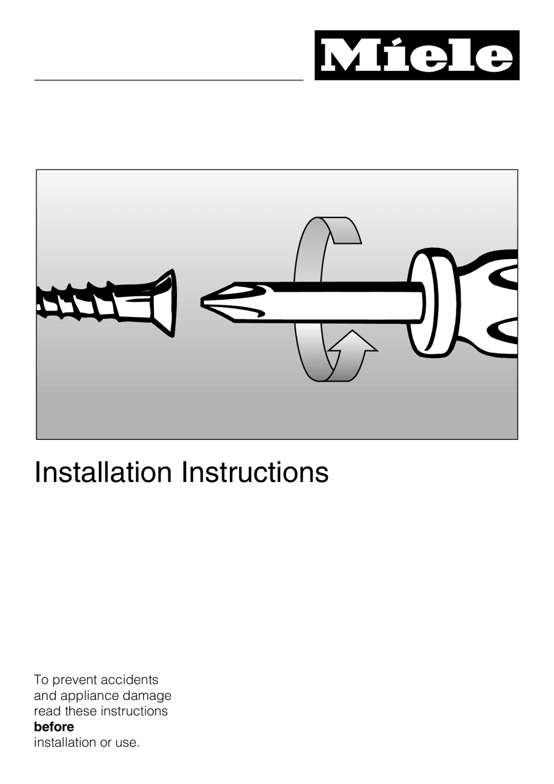 Miele ESS 2062 installation instructions Installation Instructions 