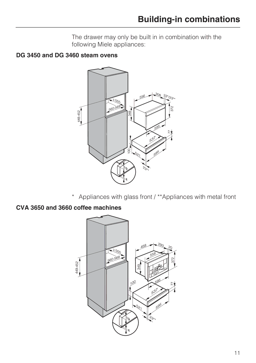 Miele ESS 3060-10 installation instructions Building-in combinations 