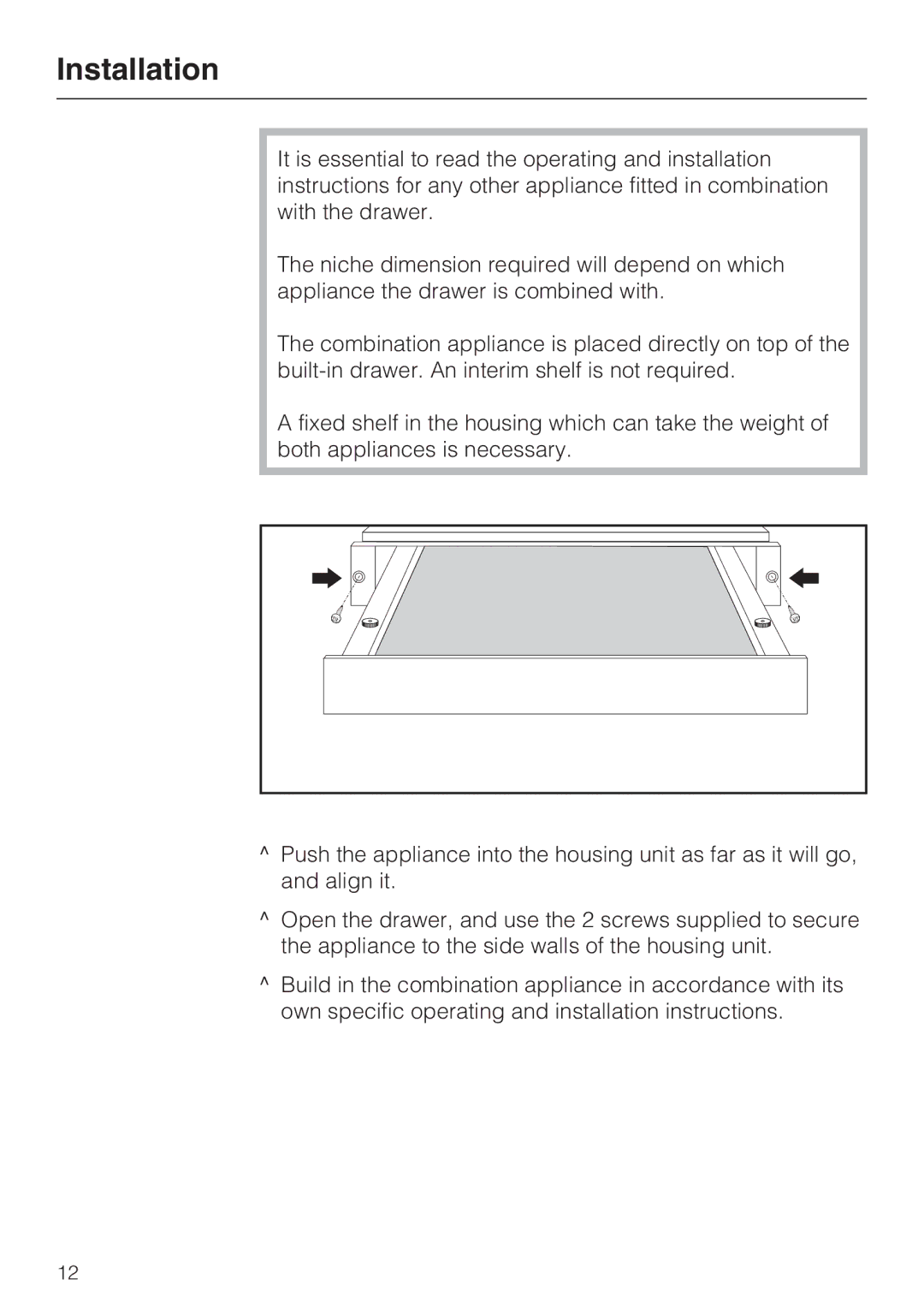 Miele ESS 3060-10 installation instructions Installation 