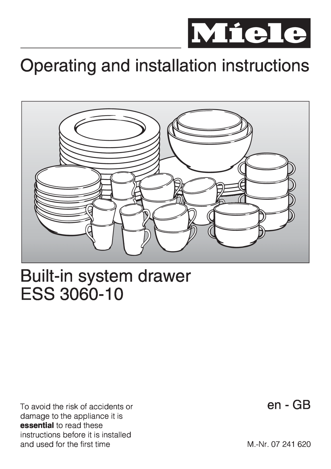Miele ESS 3060-10 installation instructions Operating and installation instructions, Built-insystem drawer ESS, en - GB 