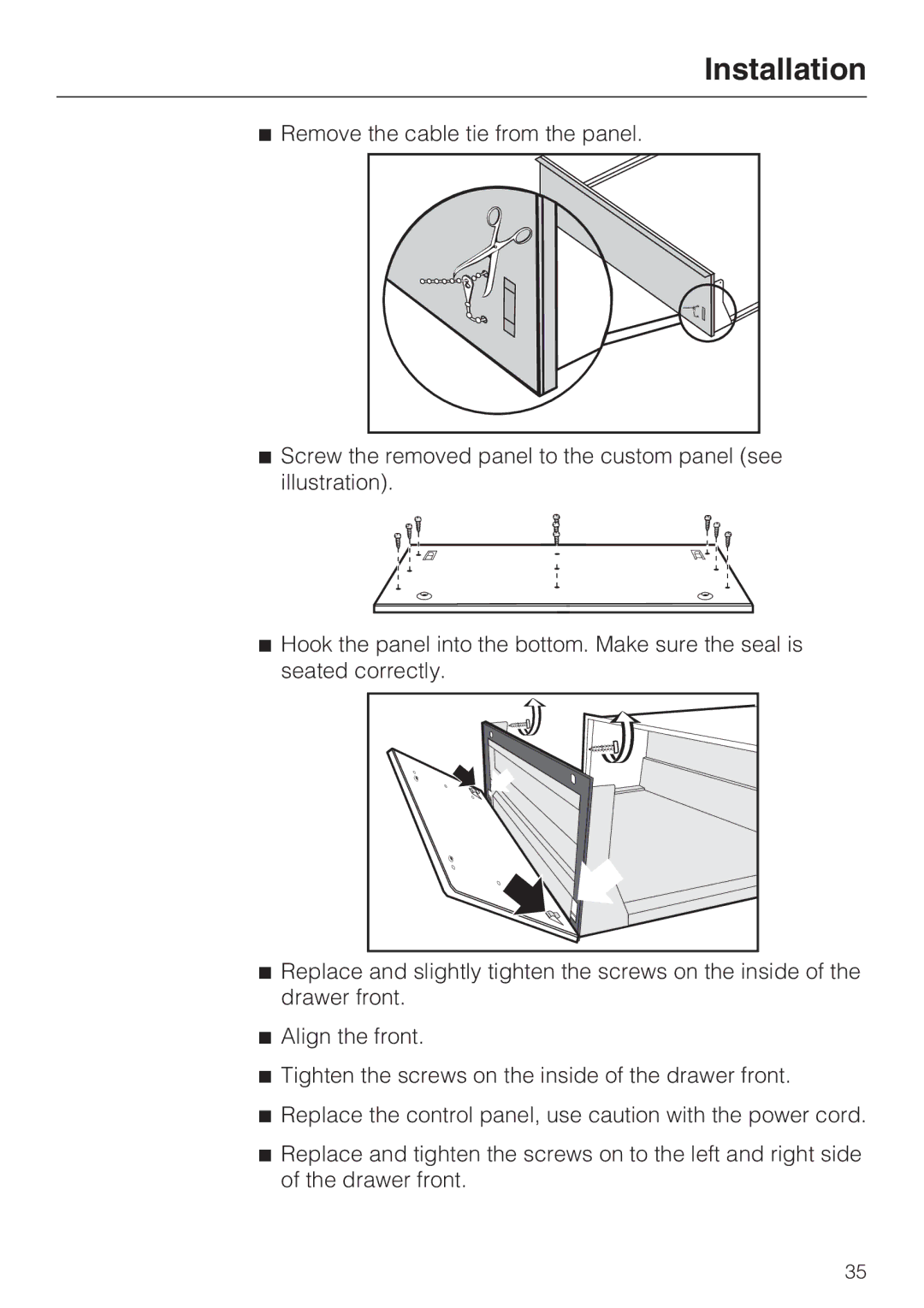 Miele ESW 4088-14, ESW 48X2, ESW4082-14, ESW 47X2 installation instructions Installation 