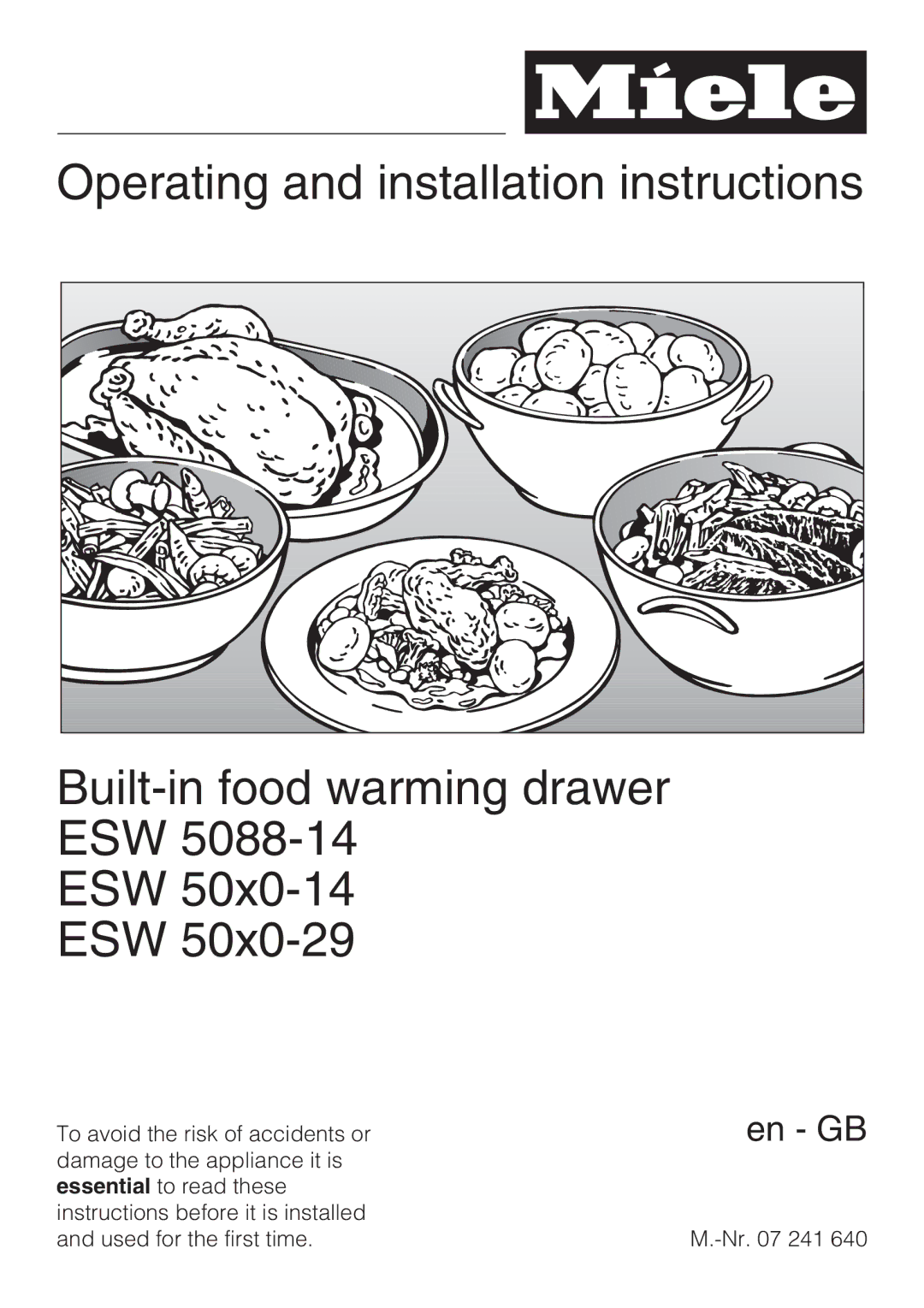 Miele ESW 5088-14, ESW 50X0-14, ESW 50X0-29 installation instructions En GB 