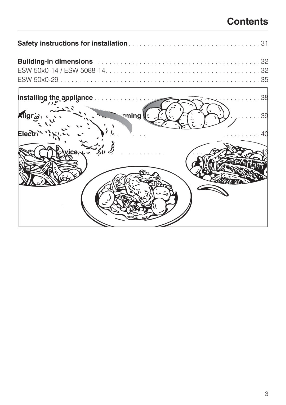 Miele ESW 50X0-14, ESW 5088-14, ESW 50X0-29 installation instructions Safety instructions for installation 