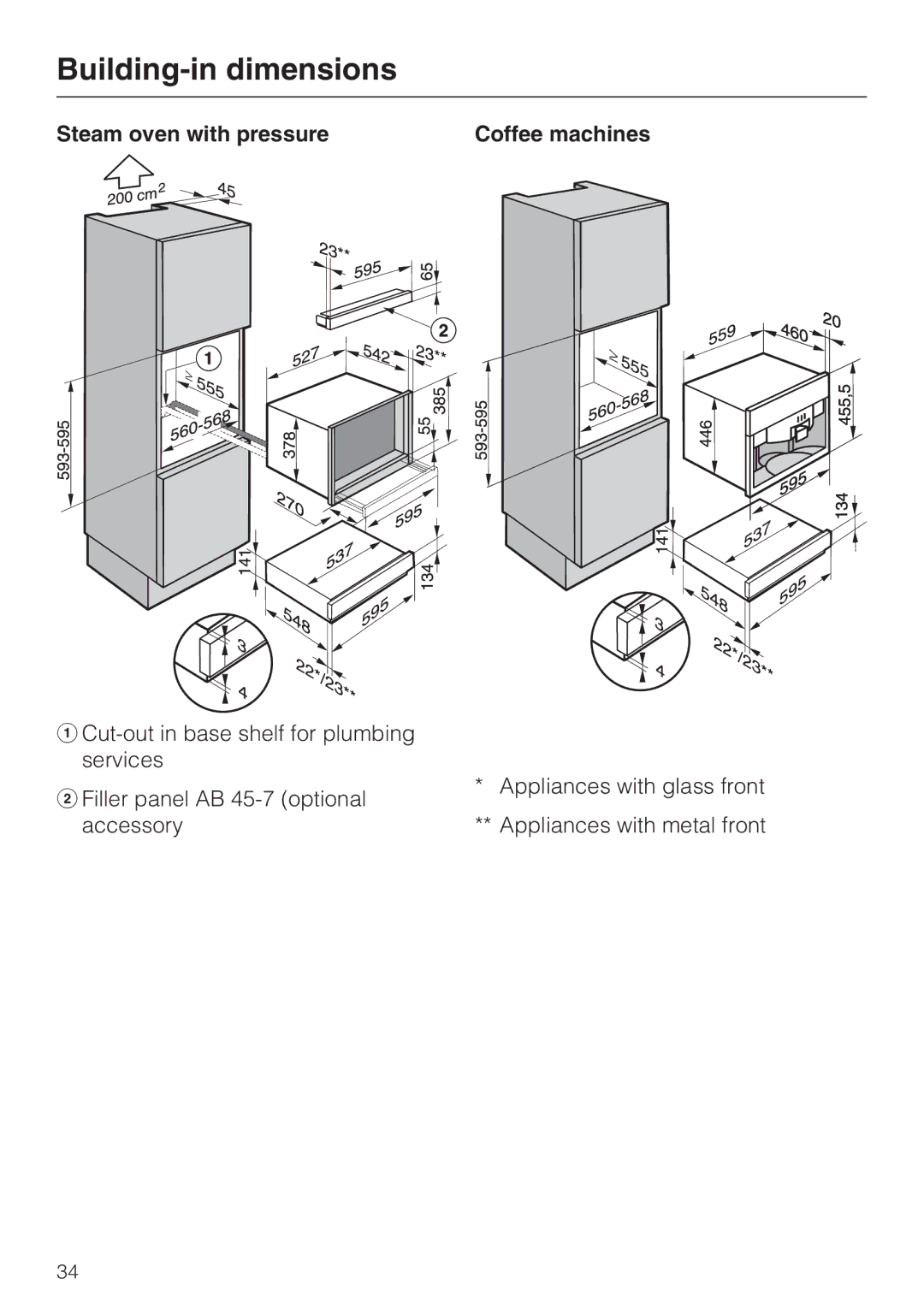 Miele ESW 5088-14, ESW 50X0-14, ESW 50X0-29 installation instructions Steam oven with pressure Coffee machines 