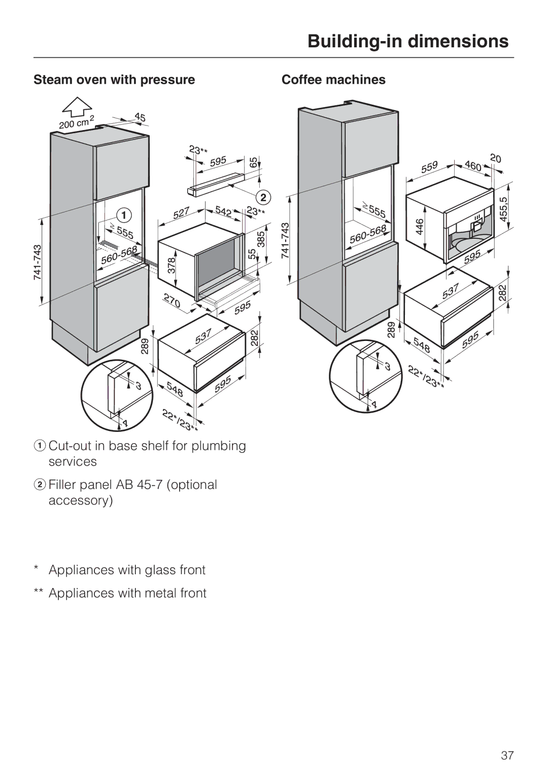 Miele ESW 5088-14, ESW 50X0-14, ESW 50X0-29 installation instructions Steam oven with pressure Coffee machines 