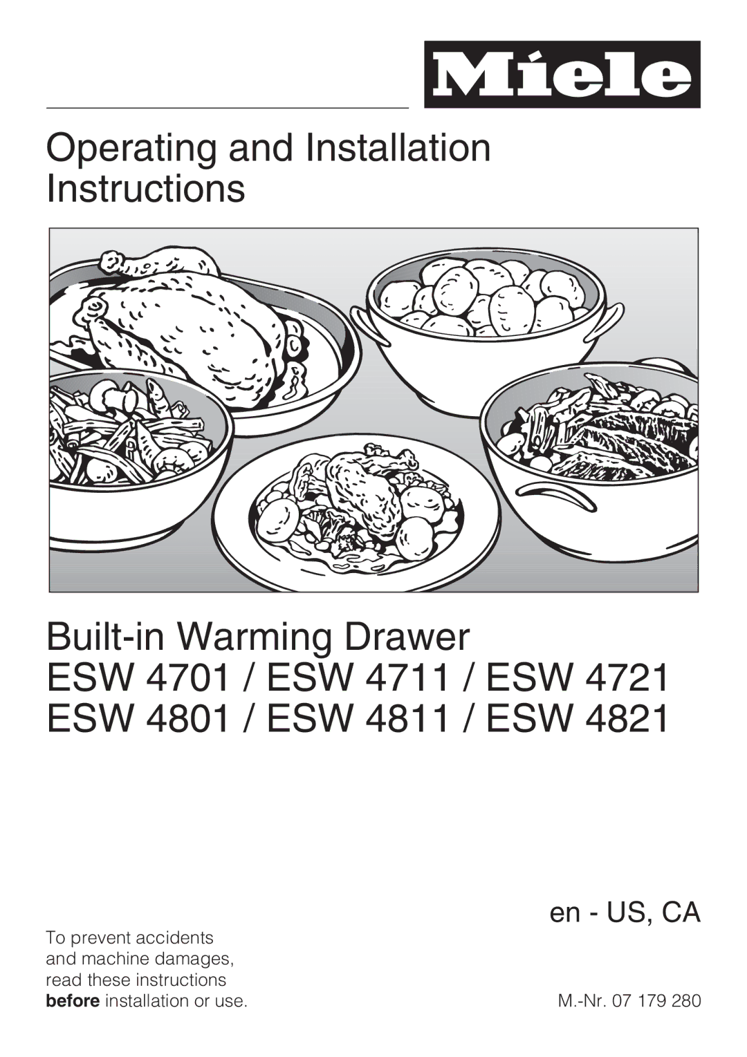 Miele ESW4821, ESW4721, ESW 4711, ESW 4801, ESW 4701, ESW4811, ESW4711, ESW 4811, ESW 4821 installation instructions En US, CA 