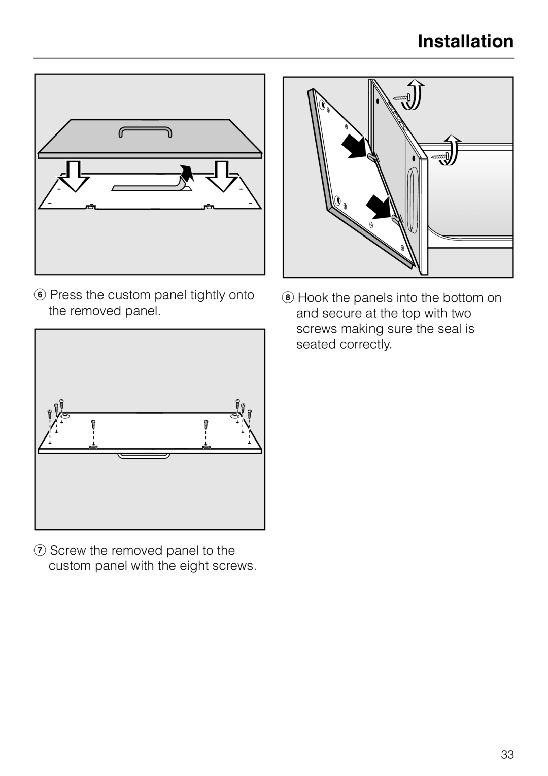 Miele ESW4810, ESW4820, ESW4710, ESW 4800, ESW4720, ESW 4700 installation instructions Installation 