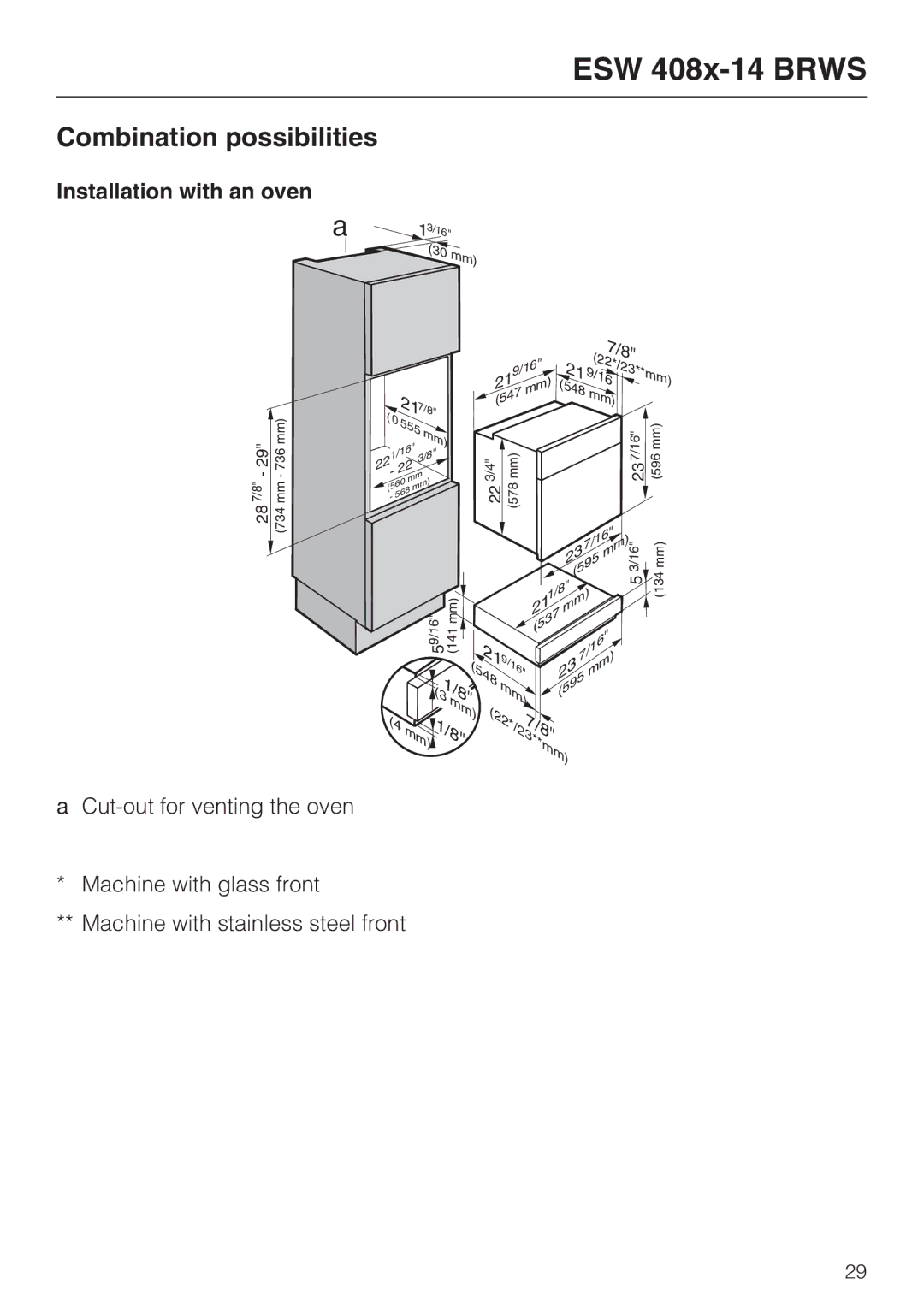 Miele ESW 408X-14, ESW48XX installation instructions ESW 408x-14 Brws, Combination possibilities 