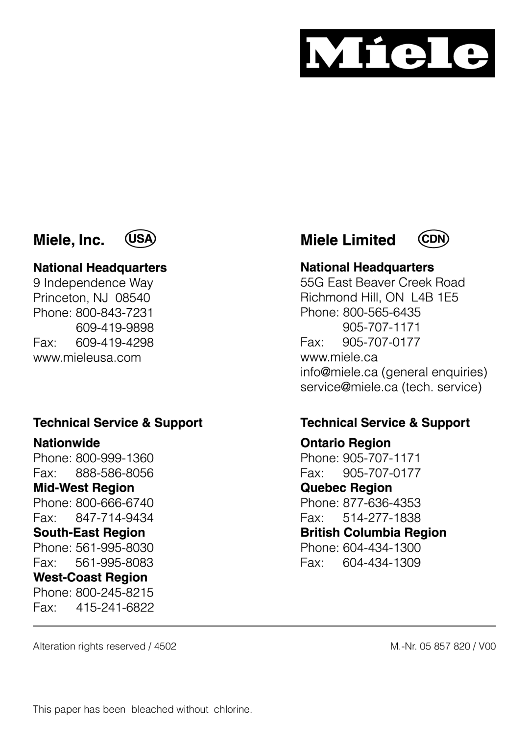 Miele ESW700-25, ESW761-25, ESW760-25 manual Alteration rights reserved 