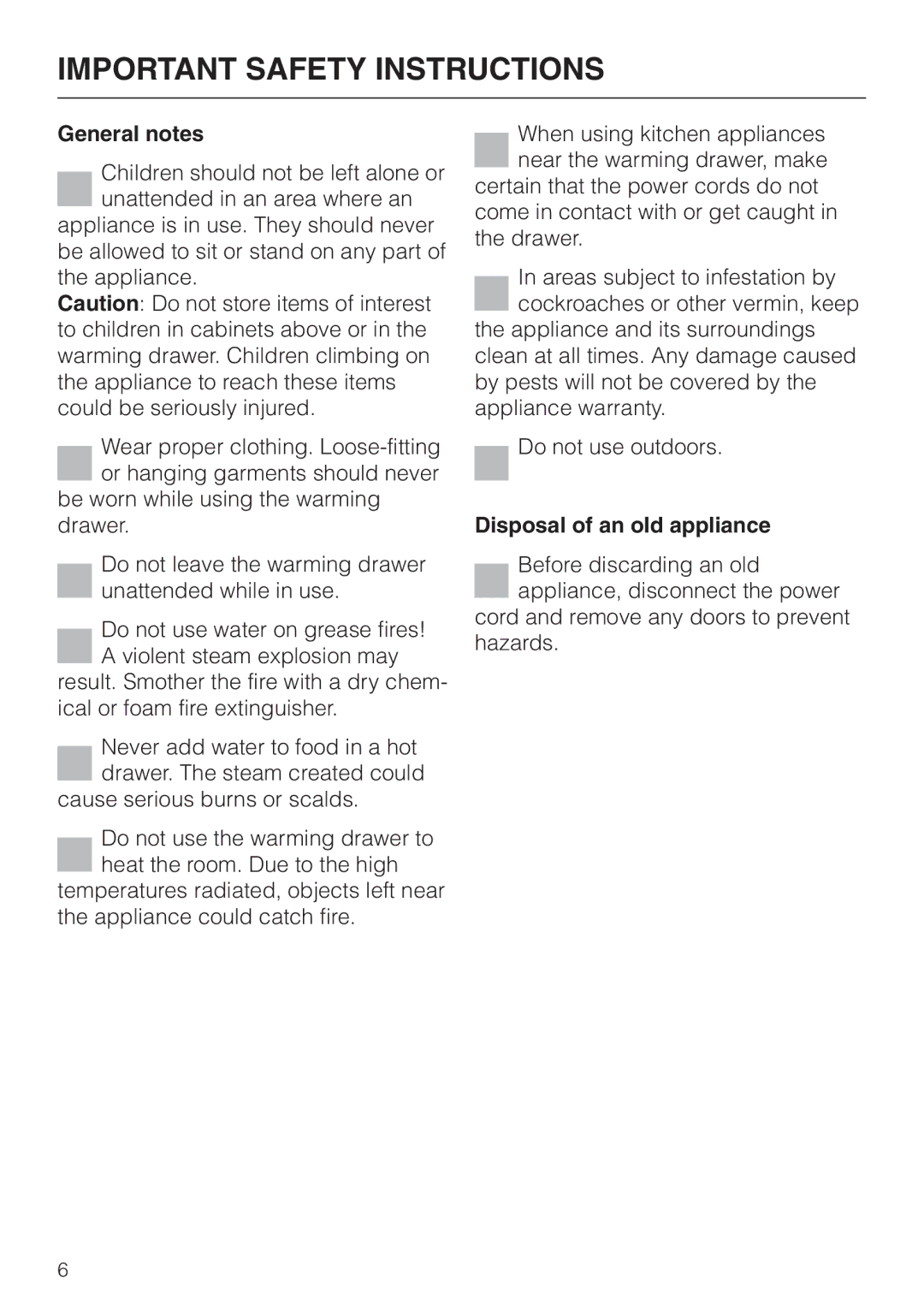 Miele ESW761-25, ESW760-25, ESW700-25 manual General notes, Disposal of an old appliance 