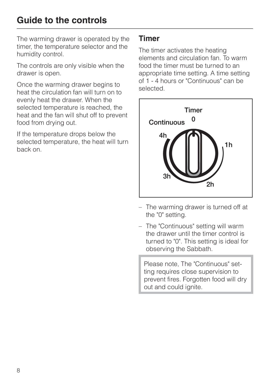 Miele ESW700-25, ESW761-25, ESW760-25 manual Guide to the controls, Timer 