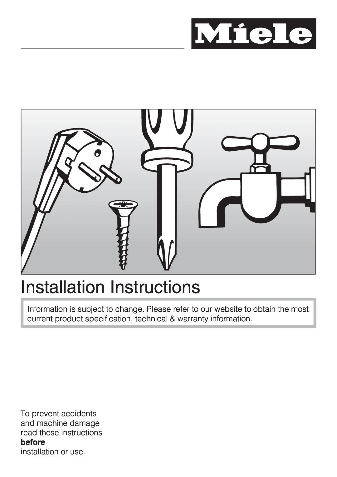Miele F 1411 SF installation instructions Installation Instructions 