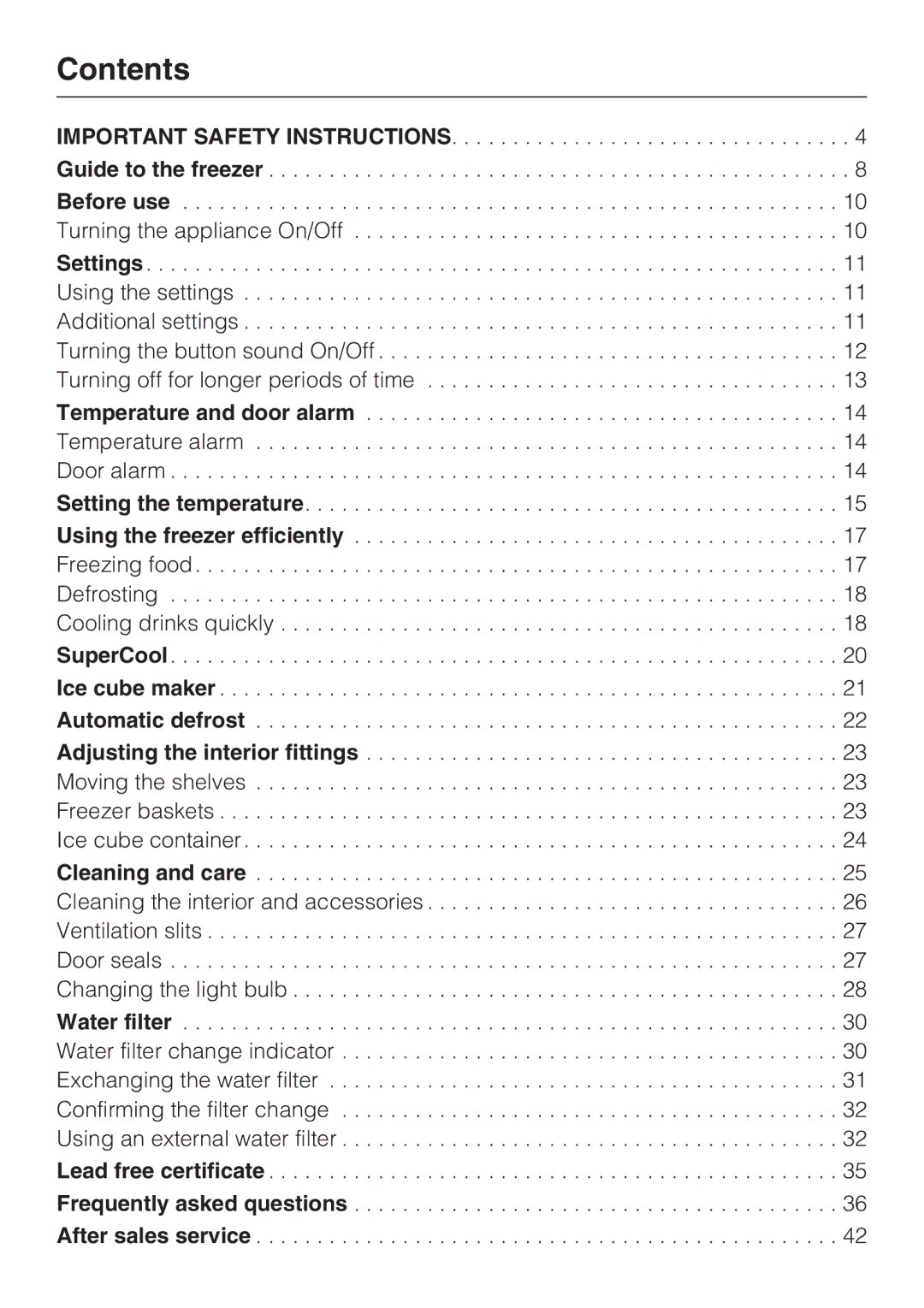 Miele F 1411 Vi installation instructions Contents 