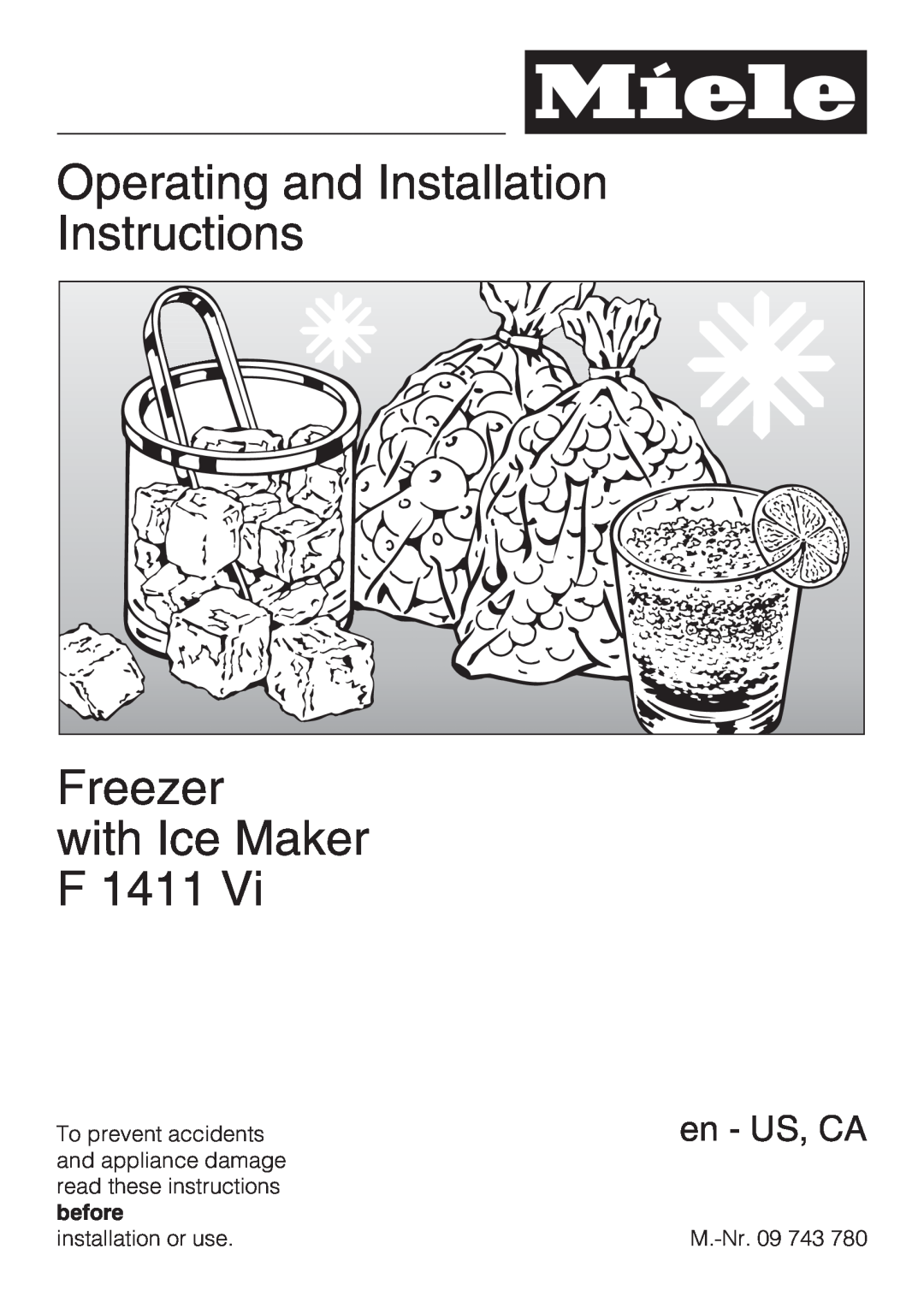 Miele F 1411 Vi installation instructions Operating and Installation Instructions Freezer, with Ice Maker F 1411 