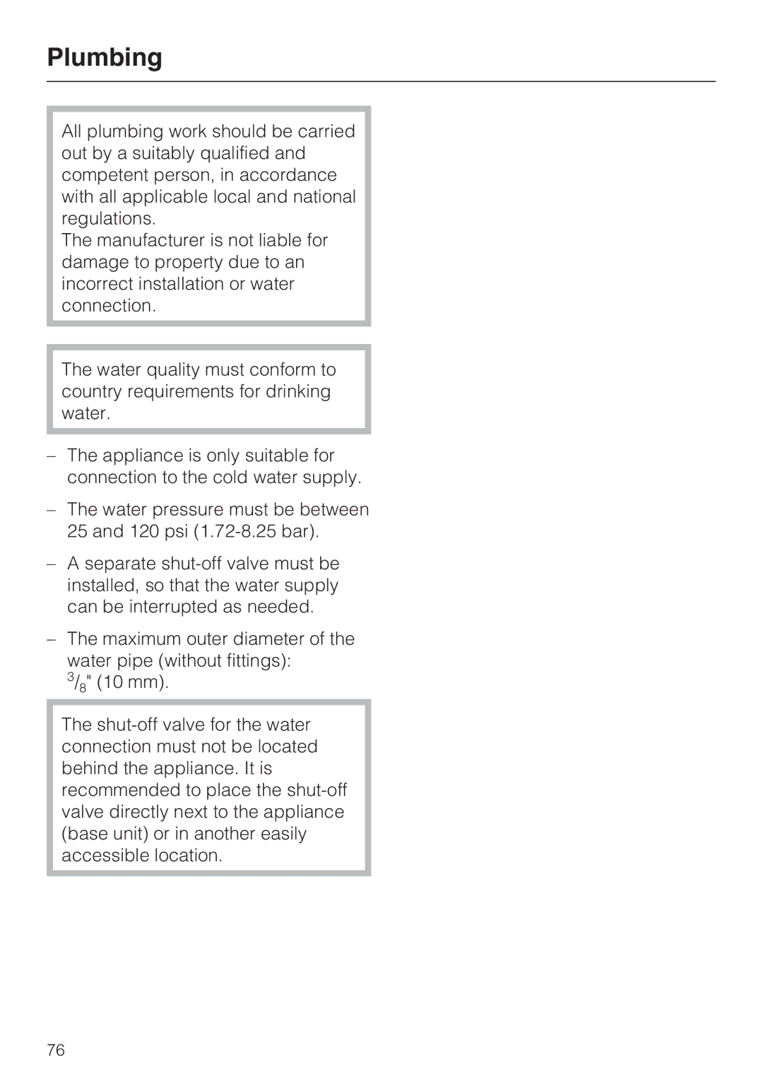 Miele F 1471 VI installation instructions Plumbing 