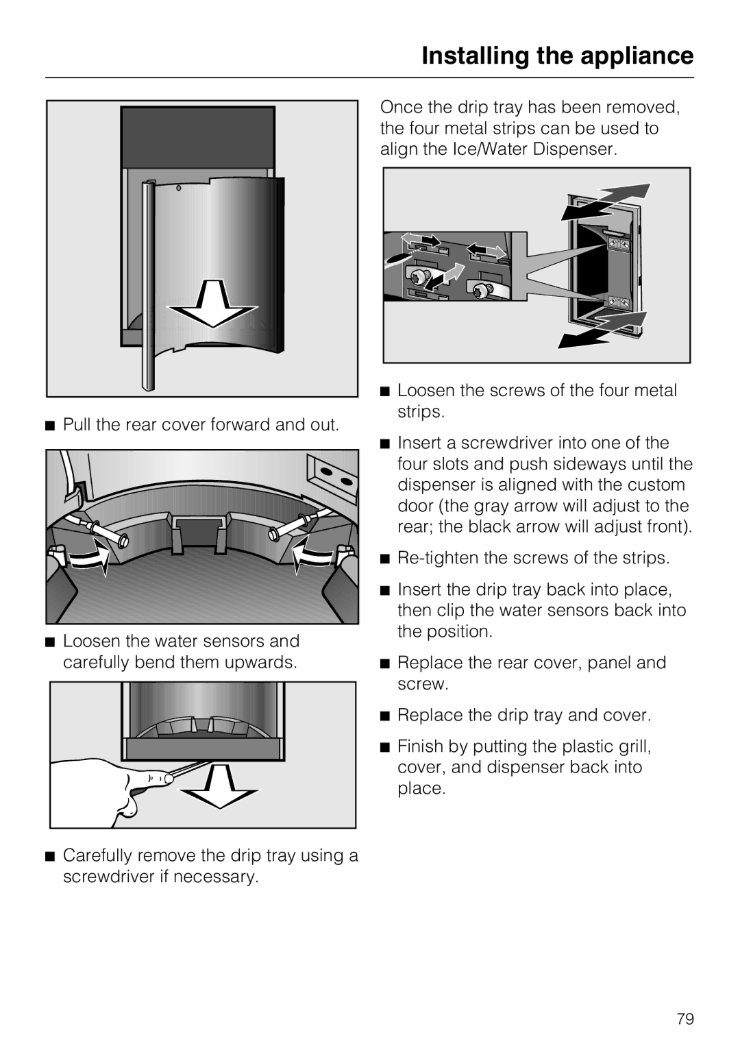 Miele F 1471 installation instructions Installing the appliance 