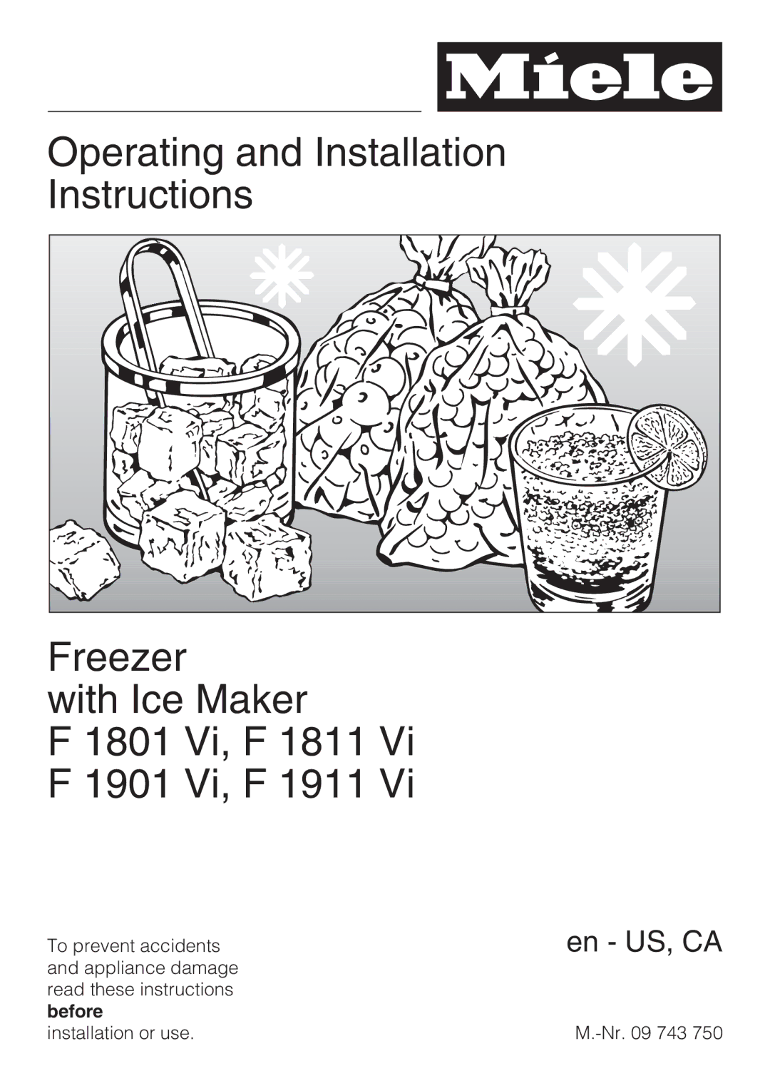 Miele F 1801 Vi, F 1811 Vi F 1901 Vi, F 1911 Vi installation instructions En US, CA 