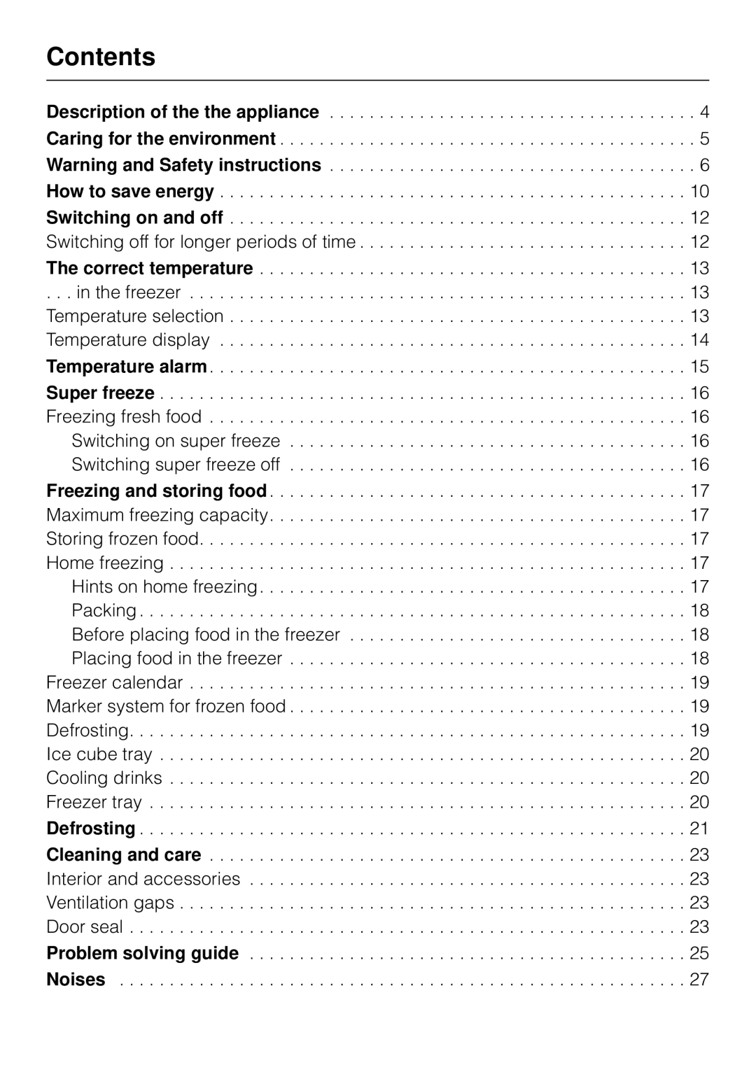 Miele F 311 i-6 installation instructions Contents 