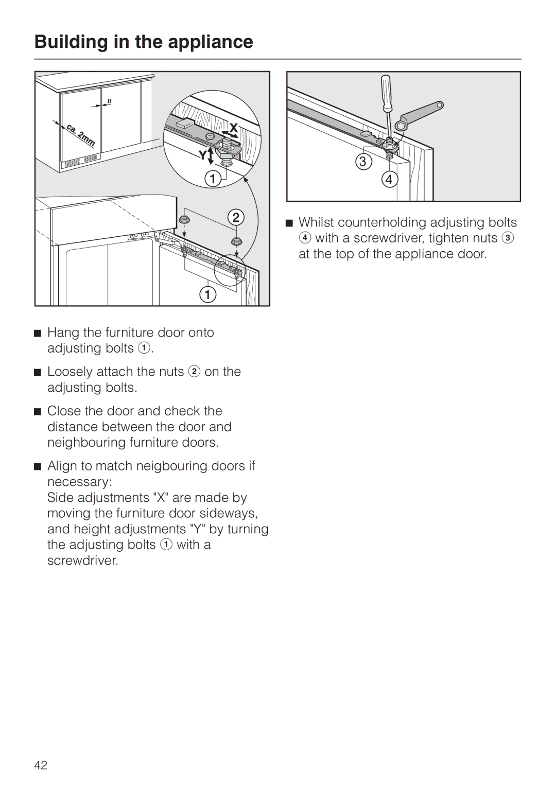 Miele F 456 i-3 installation instructions Building in the appliance 