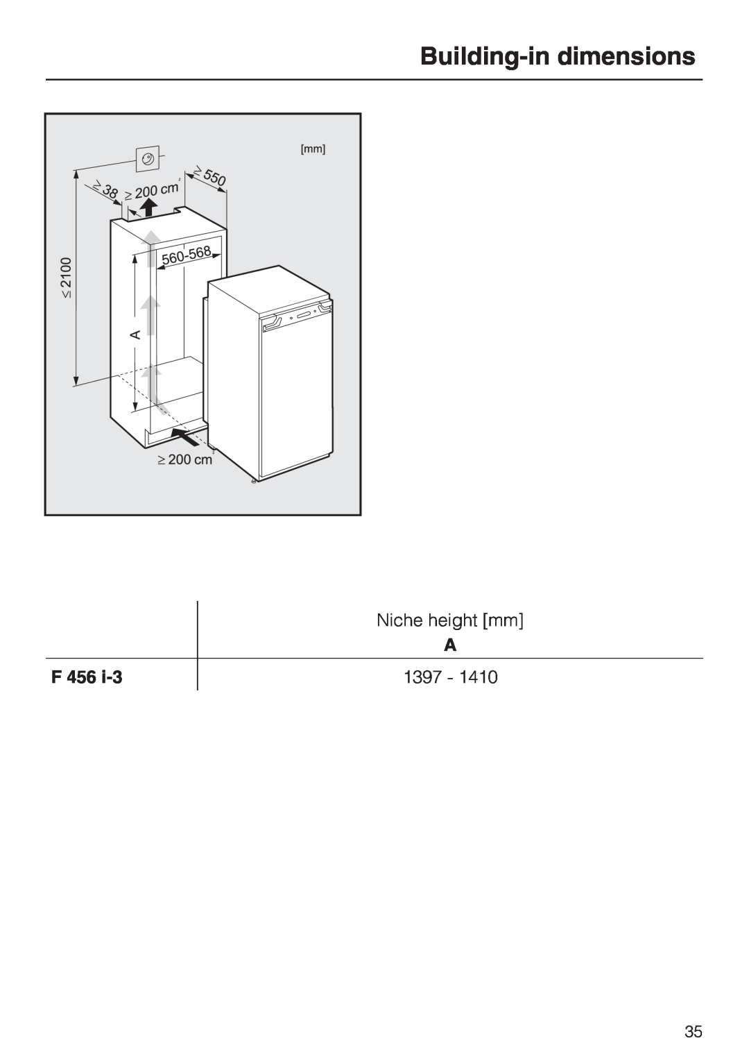Miele F 456 i-3 installation instructions Building-indimensions 