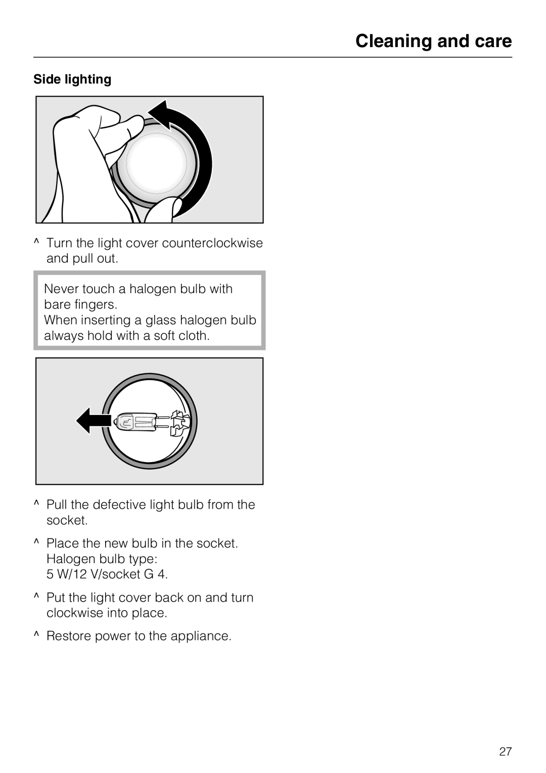 Miele F1411SF installation instructions Side lighting 