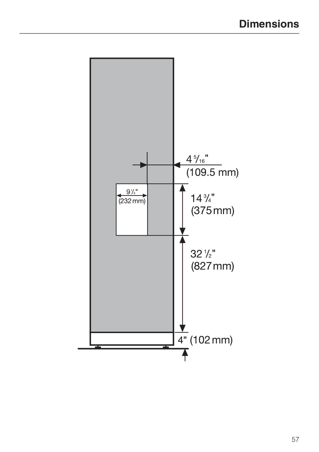 Miele F1471SF installation instructions Dimensions 