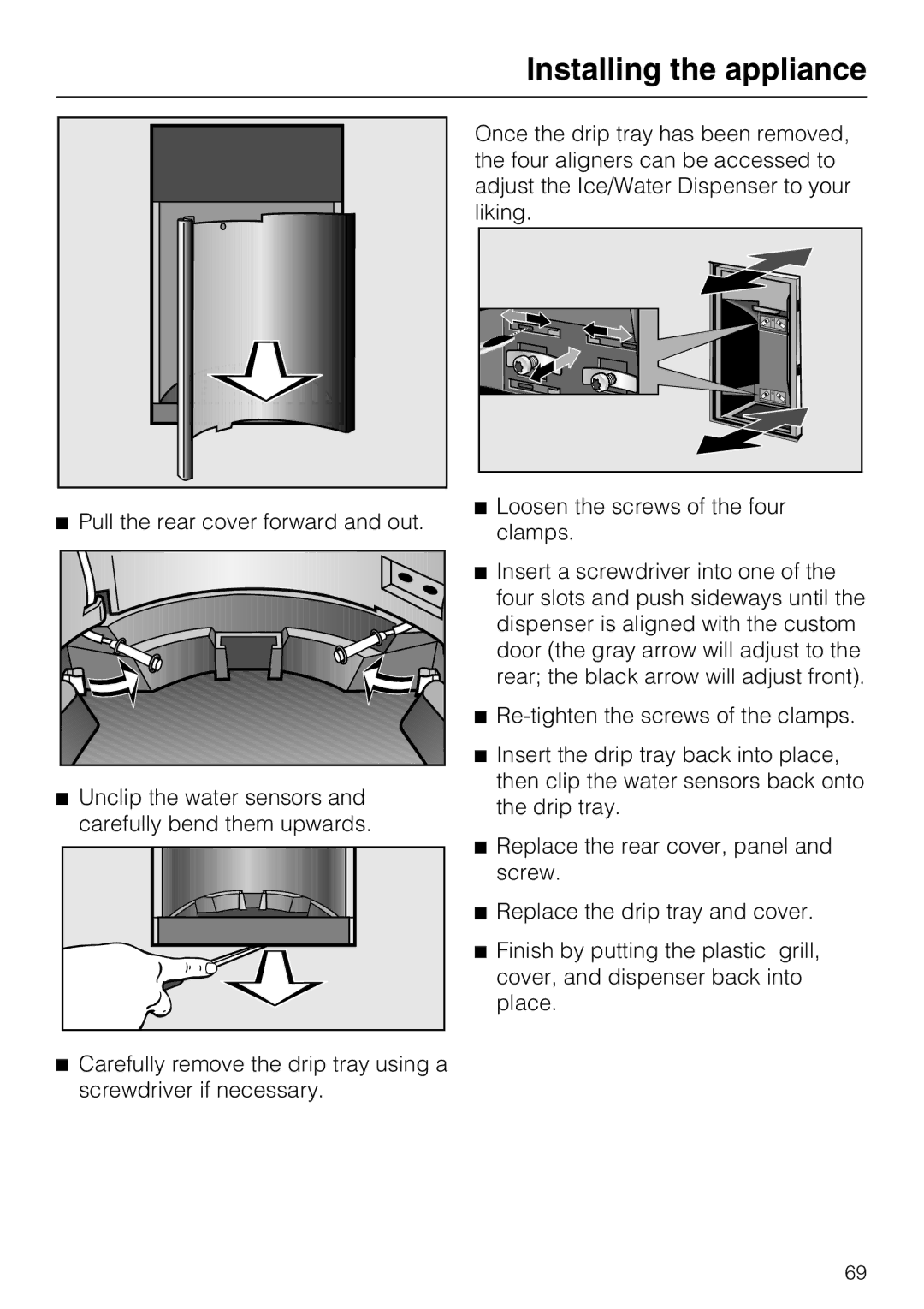 Miele F1471SF installation instructions Installing the appliance 