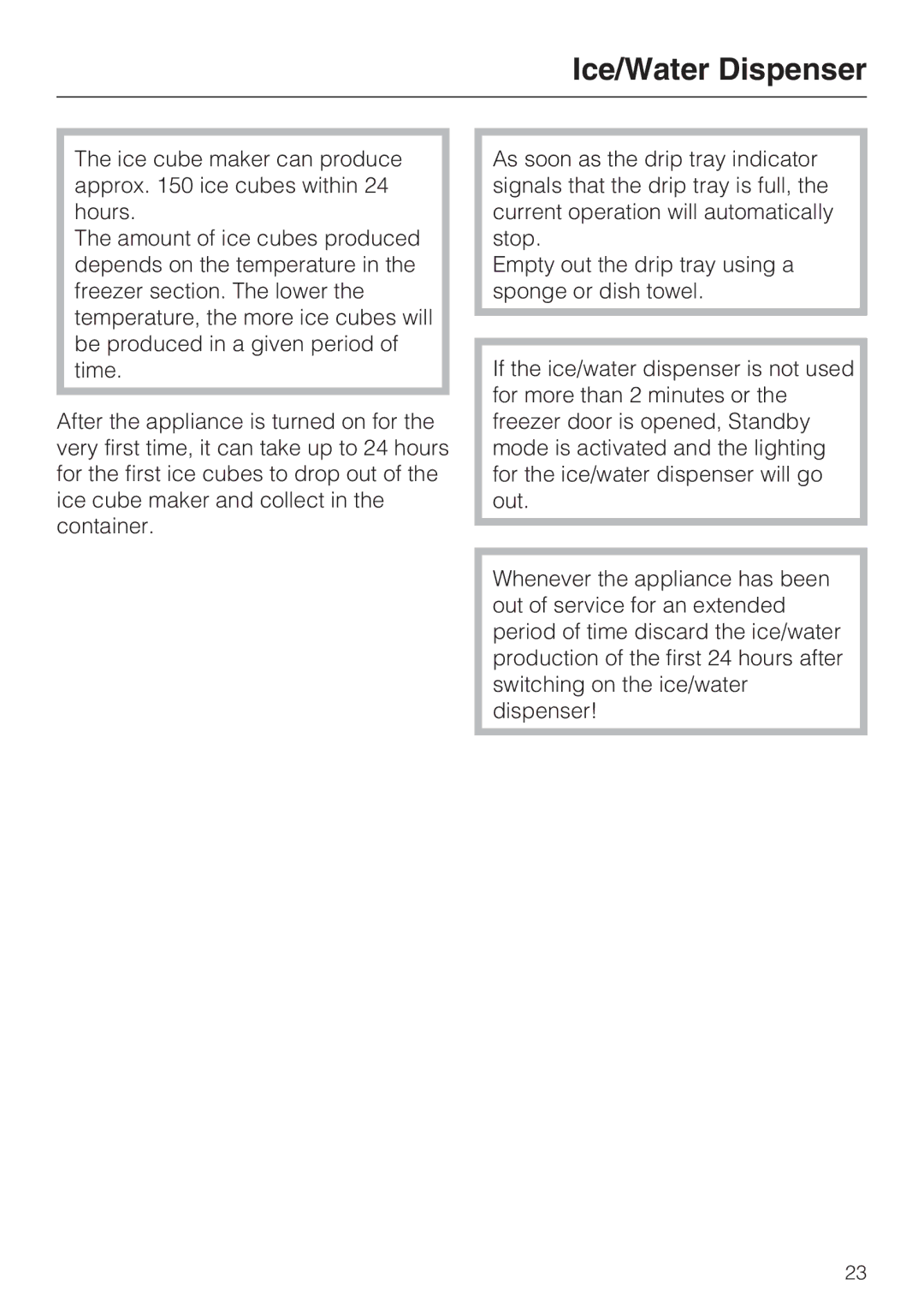 Miele F1471VI installation instructions Ice/Water Dispenser 