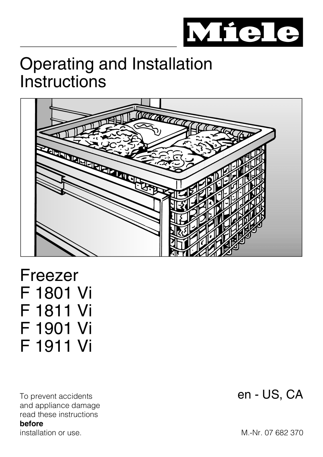 Miele F1901VI, F1811VI, F1911VI, F1801VI installation instructions En US, CA 