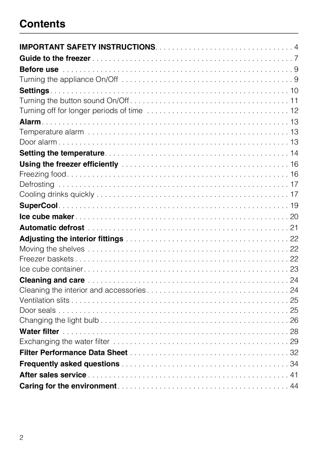 Miele F1911VI, F1811VI, F1901VI, F1801VI installation instructions Contents 